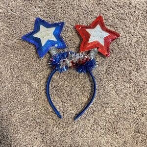 Patriotic Sequin Star Headband - Red & Blue